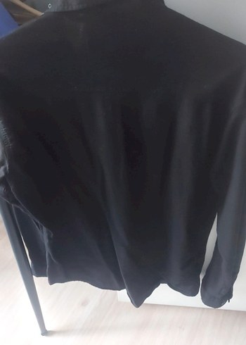 Siyah Denim Erkek Gömlek, Uzun Kollu, Düğmeli - Görsel 3