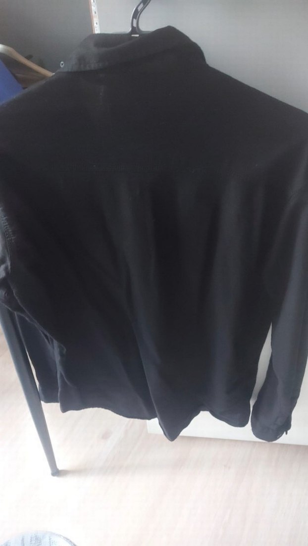 Siyah Denim Erkek Gömlek, Uzun Kollu, Düğmeli - Görsel 3