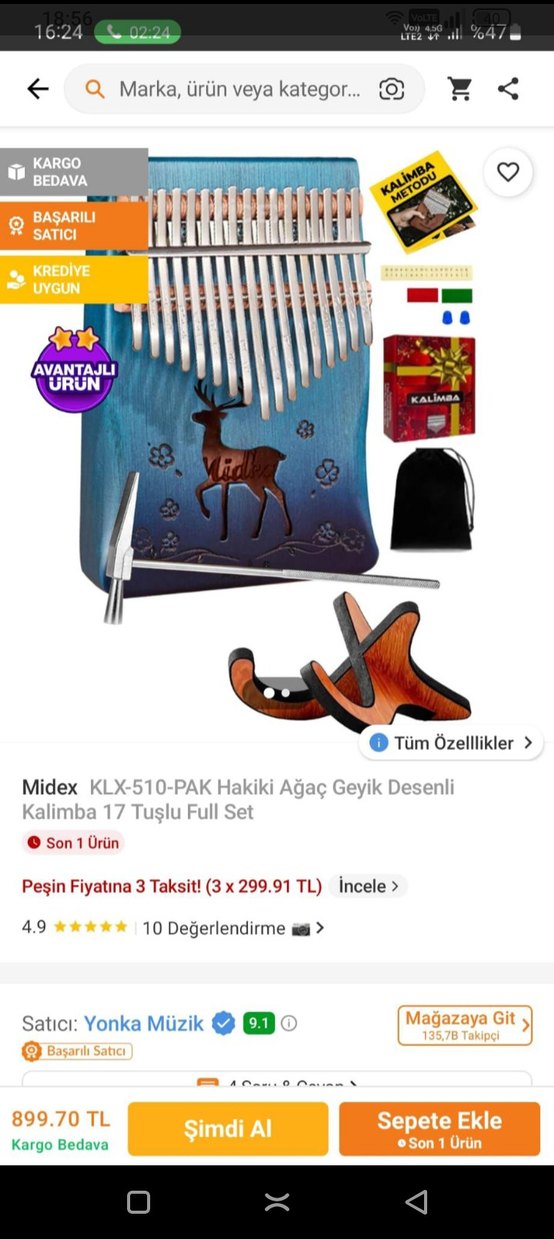 Mavi Kalimba Müzik Aleti - Görsel 3