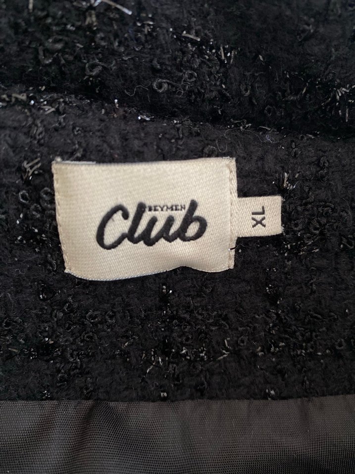 Siyah  Midi Kadın Ceket Düğmeli Rahat Kesim - Görsel 3