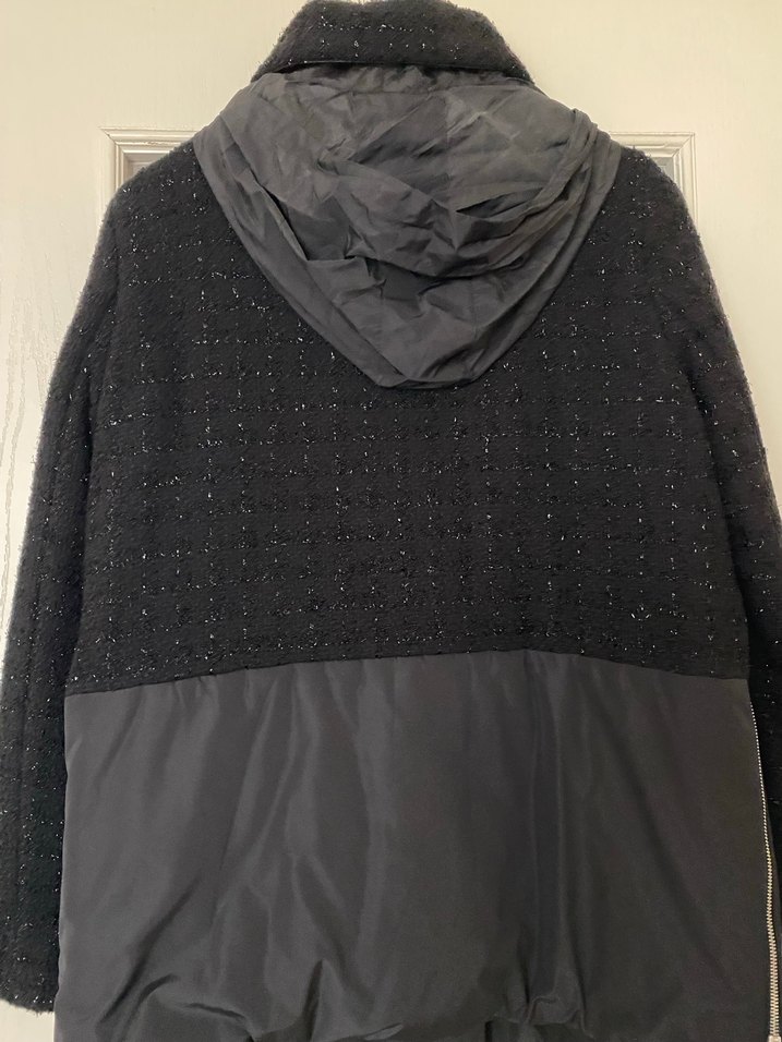 Siyah  Midi Kadın Ceket Düğmeli Rahat Kesim - Görsel 2