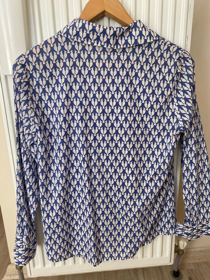 Mavi Baskılı Bohem Kadın Gömlek - Görsel 2