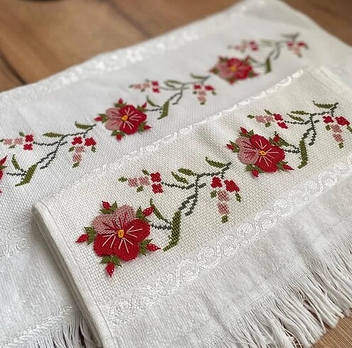 Etamin/ nakışlı işlemeli Havlu seti