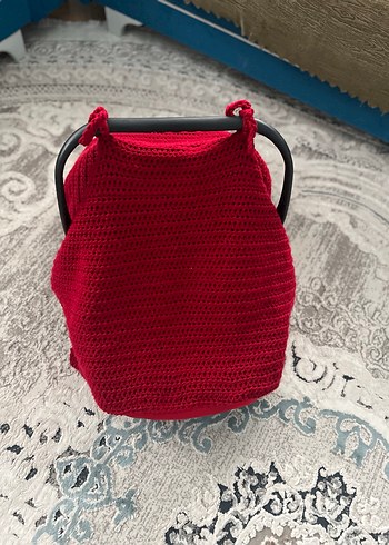 El örgüsü Kırmızı Renkli Bebek Sling - Görsel 2