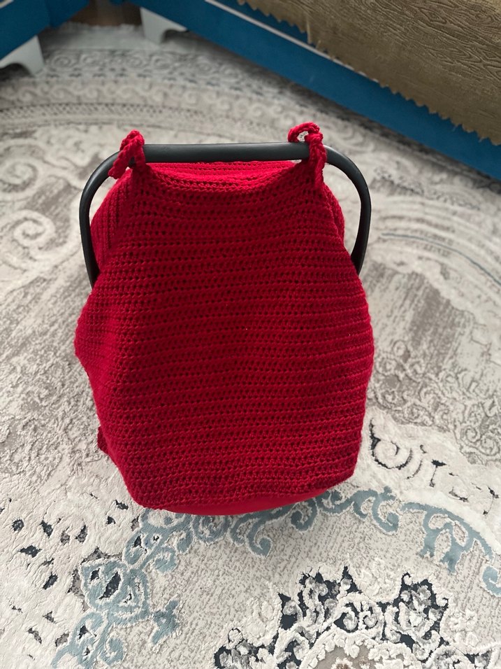 El örgüsü Kırmızı Renkli Bebek Sling - Görsel 2