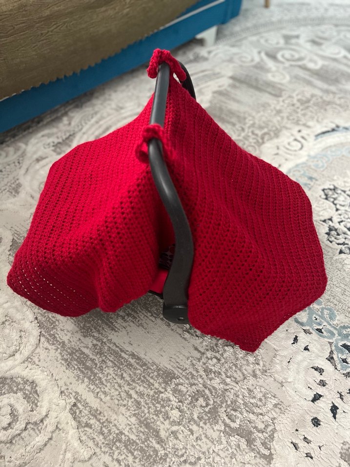 El örgüsü Kırmızı Renkli Bebek Sling - Görsel 3