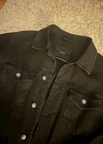 l Beden siyah Renk Düğmeli Siyah Erkek Denim Ceket