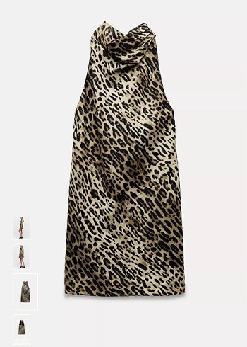Zara Leopar Desenli Mini Elbise - Görsel 4