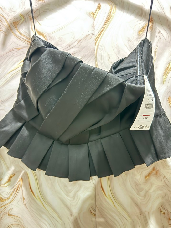 Zara Piliseli Siyah Mini Bustier - Görsel 3