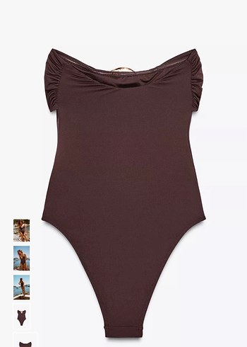 Zara Parlak Kahverengi Bohem Kadın Mayo - Görsel 3