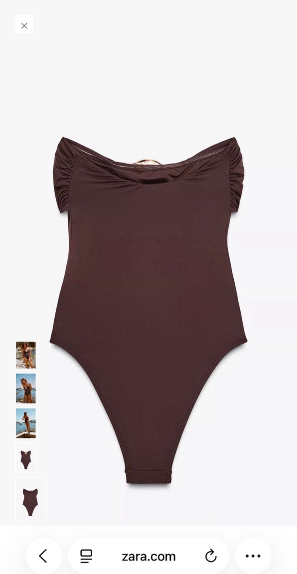 Zara Parlak Kahverengi Bohem Kadın Mayo - Görsel 3