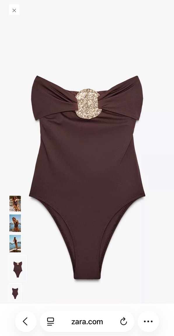 Zara Parlak Kahverengi Bohem Kadın Mayo - Görsel 2