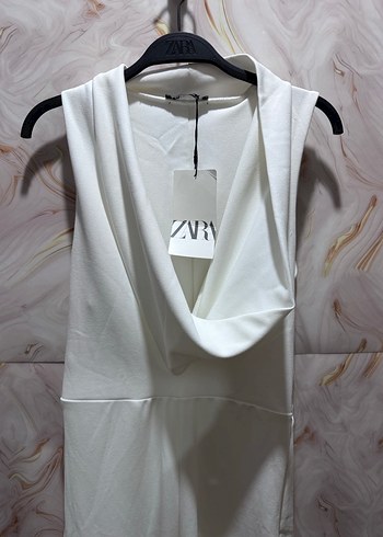 Zara Kadın Beyaz Kolsuz Uzun Tulum - Görsel 5