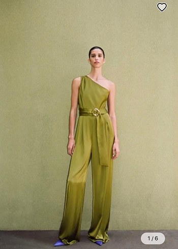 Zara Kadın Haki Tek Omuz Kemerli Uzun Tulum - Görsel 4