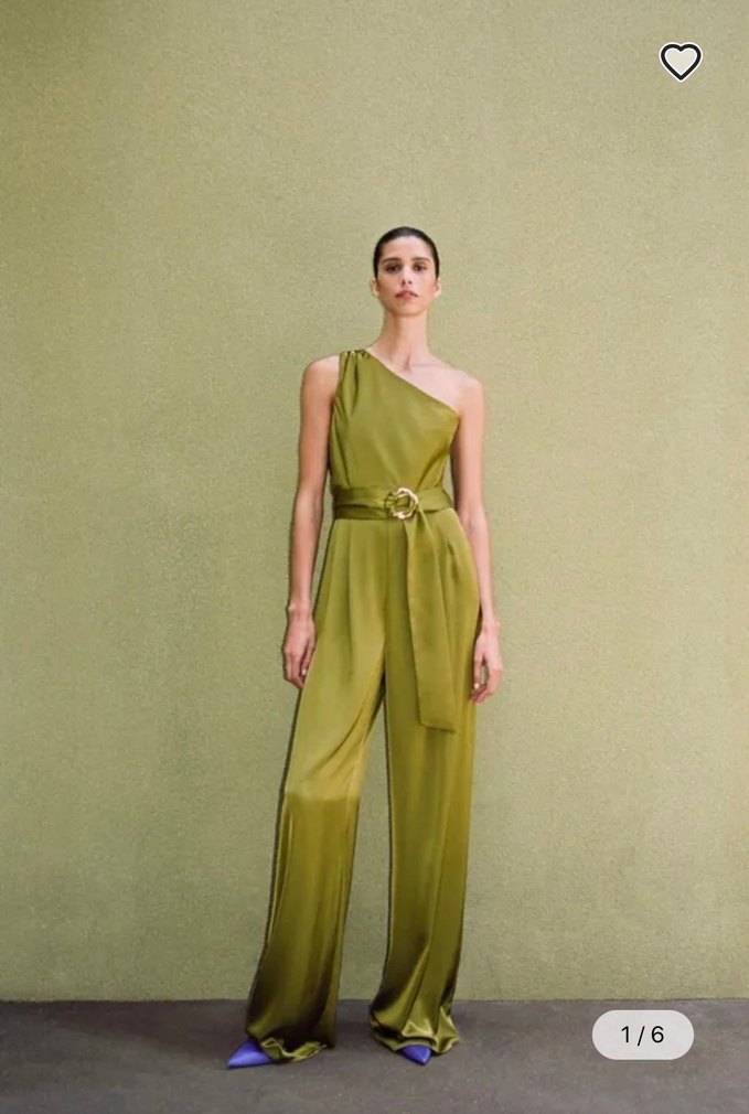 Zara Kadın Haki Tek Omuz Kemerli Uzun Tulum - Görsel 4