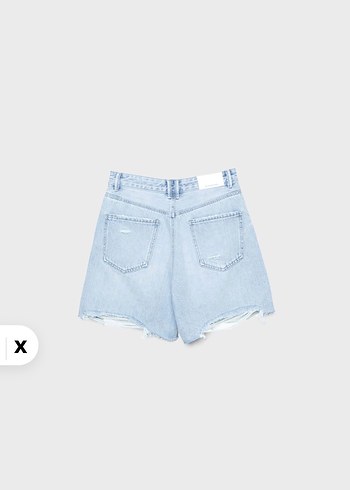 Stradivarius Kadın Mavi Mini Denim Şort - Görsel 2