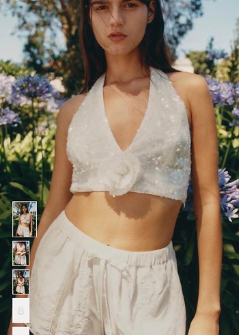 Zara pullu Beyaz Mini Büstiyer - Görsel 2