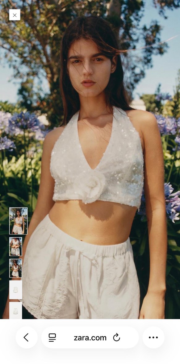 Zara pullu Beyaz Mini Büstiyer - Görsel 2