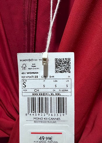 Mango Kırmızı Drapeli V Yaka Midi Tulum - Görsel 5