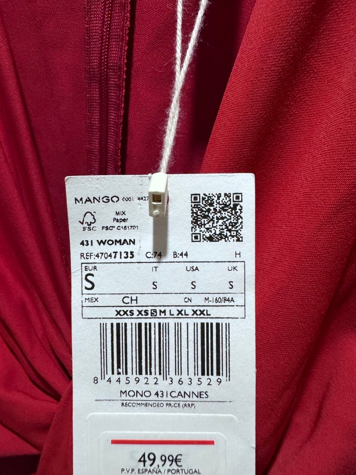 Mango Kırmızı Drapeli V Yaka Midi Tulum - Görsel 5