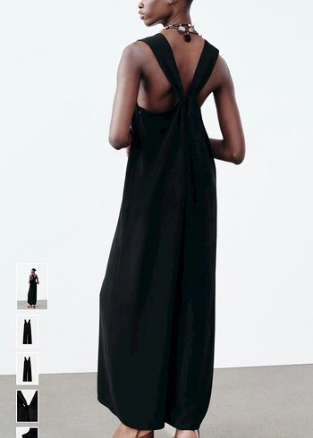 Zara Siyah V Yakalı Kadın Uzun Tulum - Görsel 4