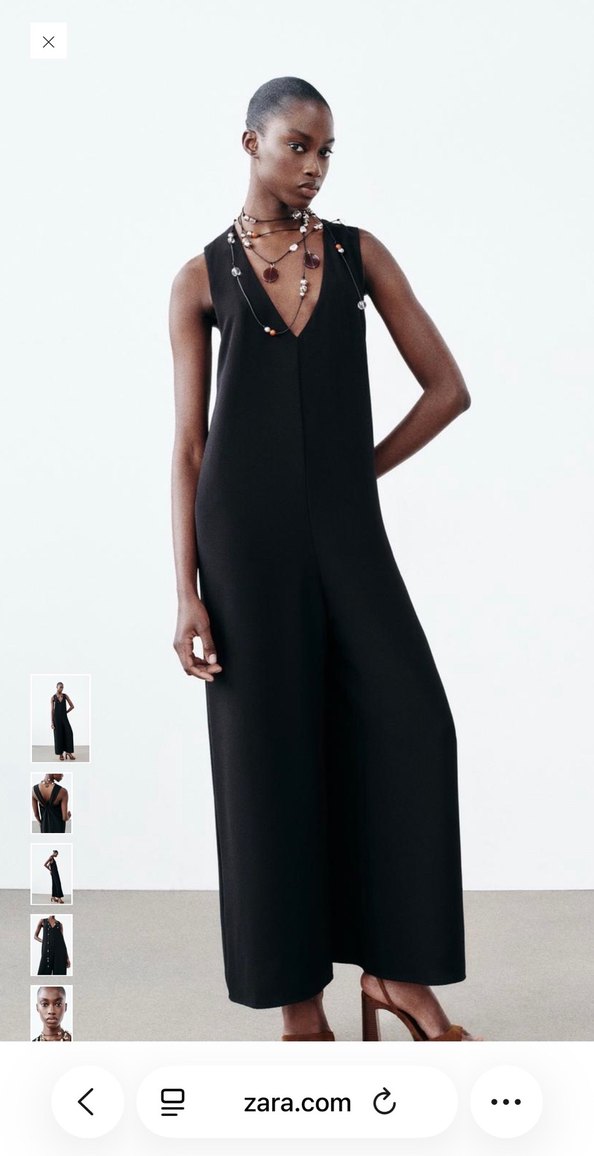 Zara Siyah V Yakalı Kadın Uzun Tulum - Görsel 2