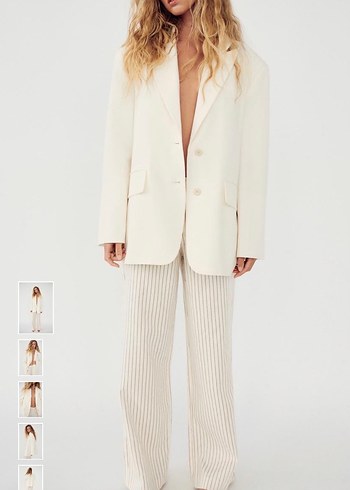 Zara Kadın Beyaz Düğmeli Blazer - Görsel 2