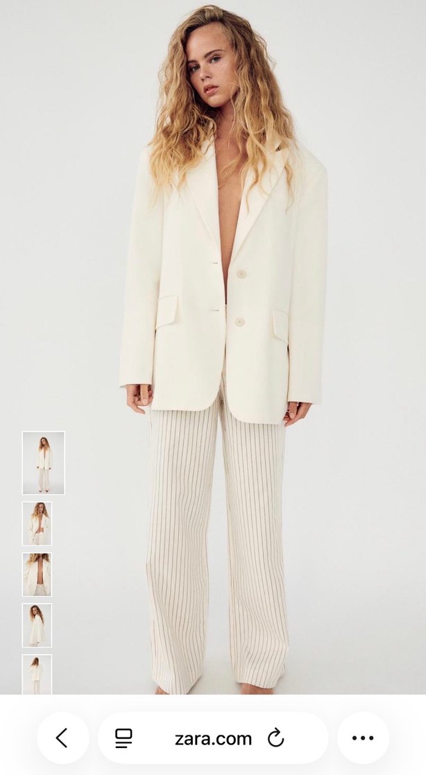 Zara Kadın Beyaz Düğmeli Blazer - Görsel 2