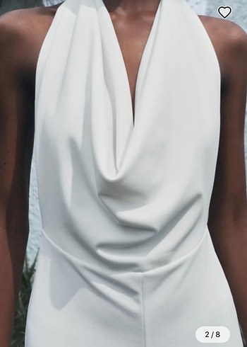 Zara Beyaz Uzun Kadın Tulum - Görsel 2
