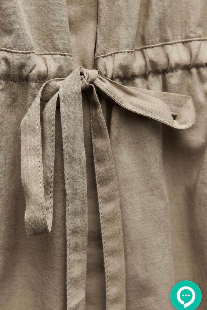 Zara Bej Keten V Yakalı Kolsuz Mini Elbise - Görsel 4