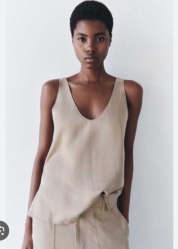 Zara Kolsuz V Yaka saten Kadın bluz - Görsel 3