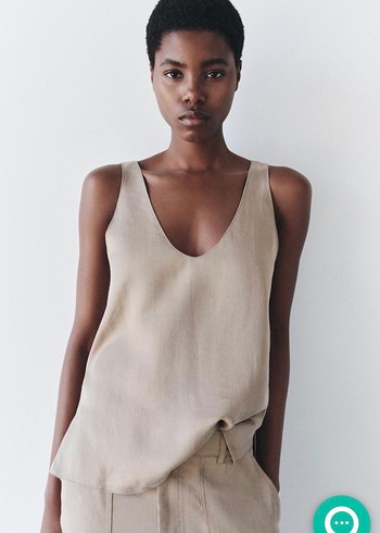 Zara Kolsuz V Yaka saten Kadın bluz - Görsel 4