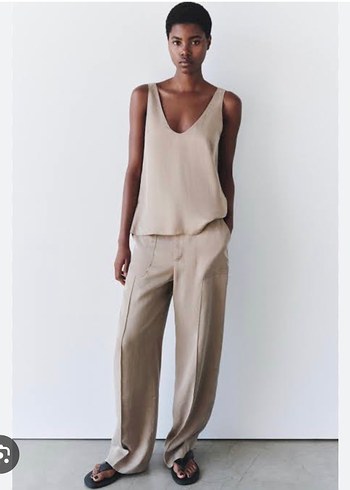 Zara Kolsuz V Yaka saten Kadın bluz - Görsel 2