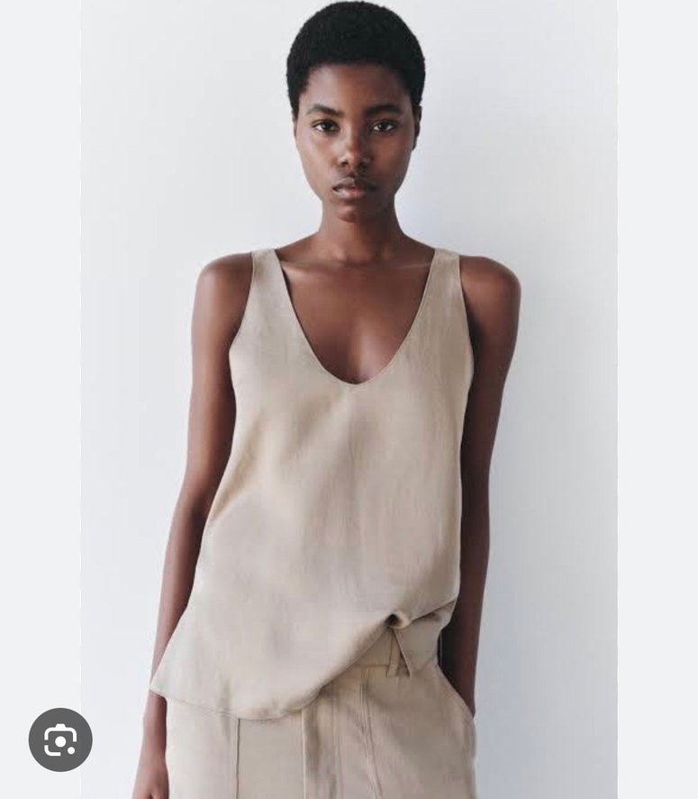 Zara Kolsuz V Yaka saten Kadın bluz - Görsel 3