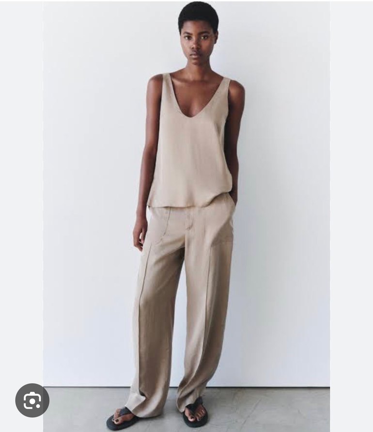 Zara Kolsuz V Yaka saten Kadın bluz - Görsel 2