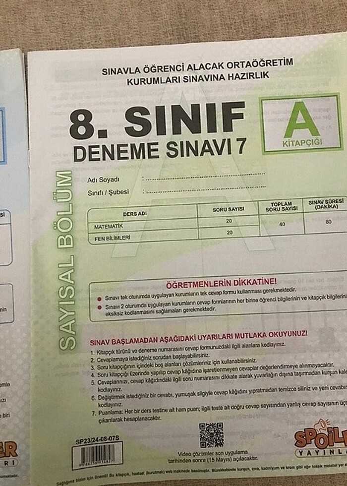 Spoiler 8. Sınıf deneme kitapçıkları - Görsel 3