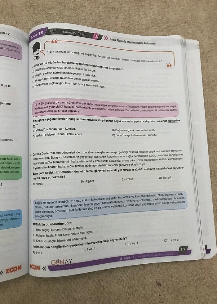 Zoom 8. Sınıf inkılap tarihi soru bankası - Görsel 4