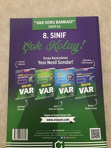 Arı yayınları var matematik soru bankası 8. Sınıf - Görsel 3