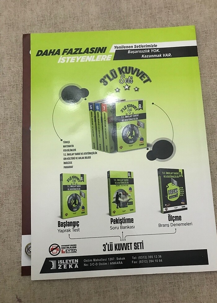 İşleyen zeka 8. Sınıf 3 lü kuvvet branş denemeleri - Görsel 2