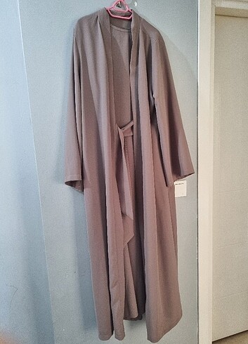 l Beden camel Renk Abaya elbise ikili takım
