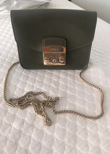 Furla Marka Orjinal Haki Renk Zincir Detaylı Kadın Çanta