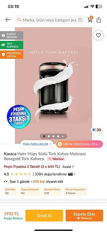Karaca kahve makinası