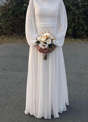 Tesettür nikah-fotoğraf çekim elbisesi