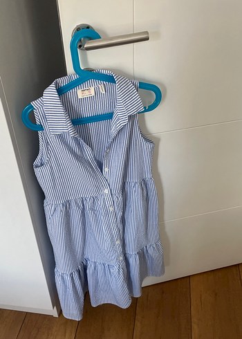 Kız Çocuk Mavi Çizgili Kolsuz Gömlek - Görsel 3