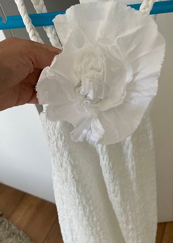 Zara Kız Çocuk Beyaz Keten Fırfırlı Elbise - Görsel 4