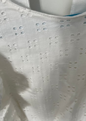 Nakışlı Fırfırlı Beyaz kız çocuk elbise 128 cm 8-9 yaş - Görsel 3