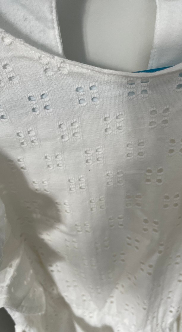 Nakışlı Fırfırlı Beyaz kız çocuk elbise 128 cm 8-9 yaş - Görsel 3