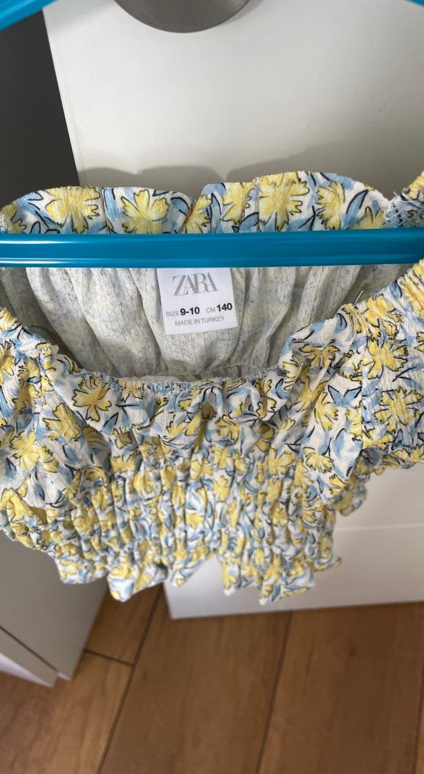 Zara kız çocuk Sarı Çiçekli Mini Bluz 9-10 yaş - Görsel 2