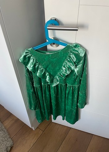 H&M Kız Çocuk Parlak Yeşil Fırfırlı Elbise