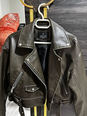 Stradivarius Deri biker ceket
